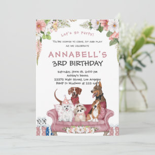 Cute Puppy Birthday Invitation