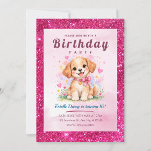 Cute Puppy Birthday Invitation