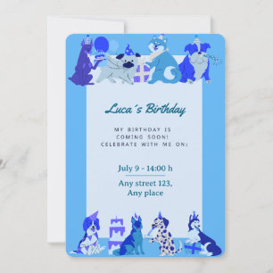 Cute Puppy Birthday Invitation for Boys