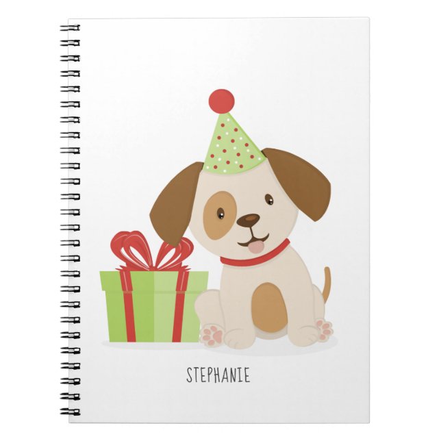 Cute Puppy Birthday Notebook (Front)