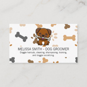 Cute Puppy   Bone Paw Prints Business Card