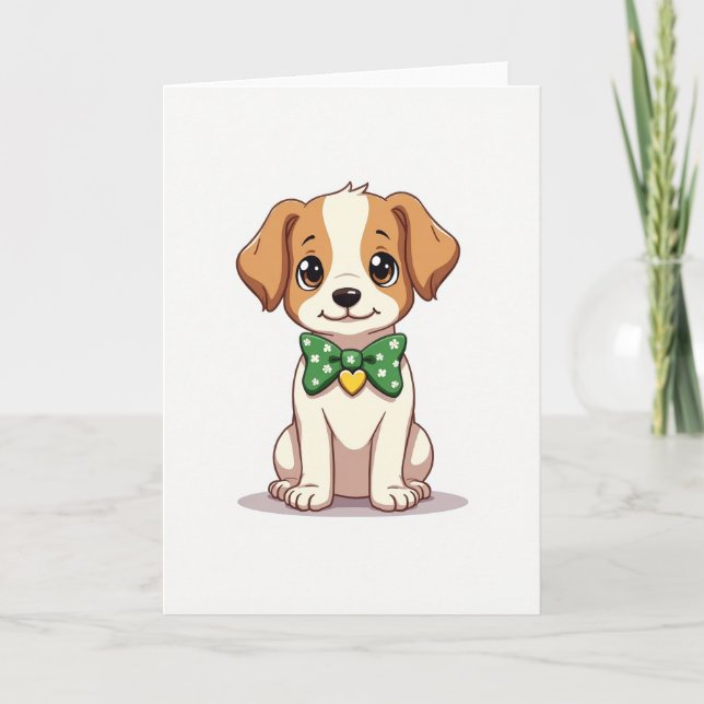 Cute Puppy Bow Tie Card (Front)