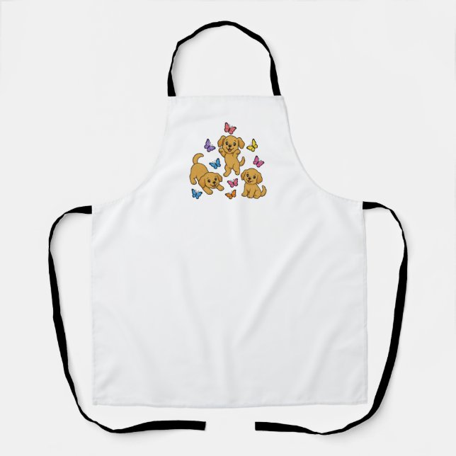 Cute Puppy & Butterflies Collection Apron (Front)