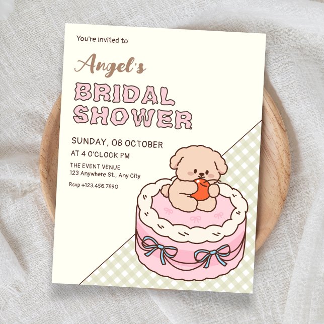 Cute puppy cake bridal shower invitation (Creator Uploaded)