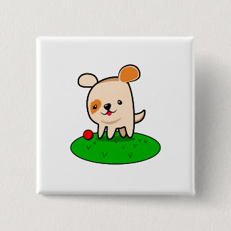 Cute puppy cartoon 15 cm square badge