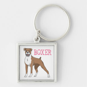 Cute Puppy Cartoon Dog Lover Boxer Key Ring
