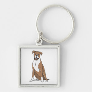 Cute Puppy Cartoon Dog Lover Boxer Key Ring