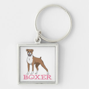 Cute Puppy Cartoon Dog Lover Boxer Key Ring