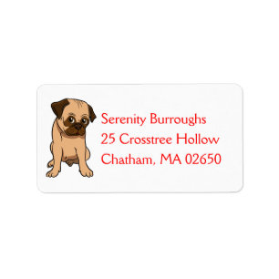 Cute Puppy Cartoon Dog Lover Rescue Mum Funny Pug Label