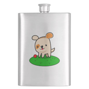 Cute puppy cartoon hip flask