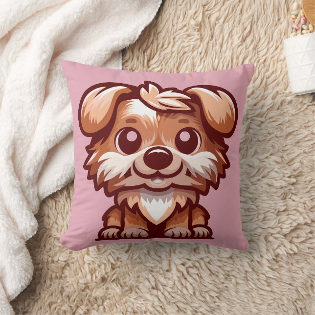 Cute Puppy Cartoon Throw Pillow (Blanket)