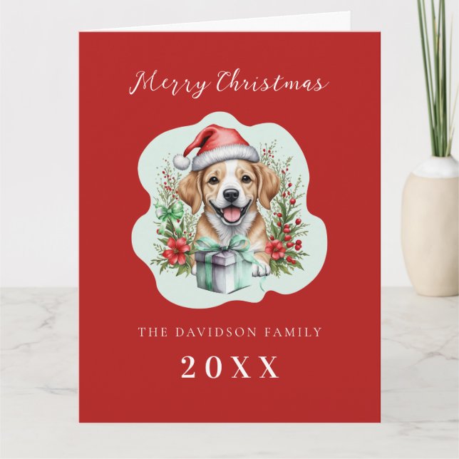 Cute Puppy Christmas  Card (Front)