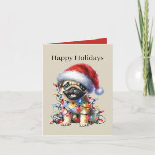 Cute puppy Christmas customisable Happy Holiday Card