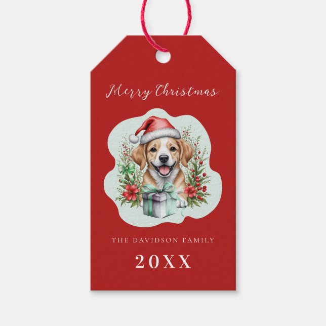 Cute Puppy Christmas  Gift Tags (Front)