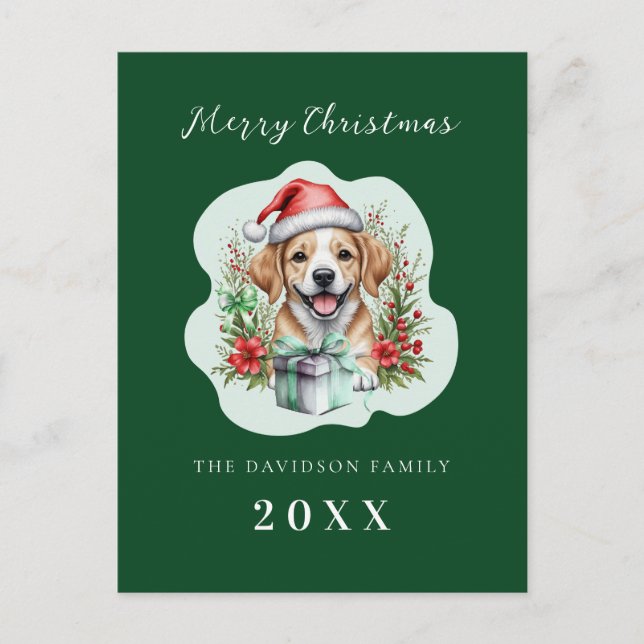 Cute Puppy Christmas  Holiday Postcard (Front)