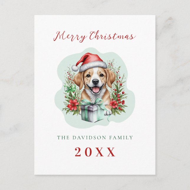 Cute Puppy Christmas  Holiday Postcard (Front)