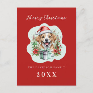 Cute Puppy Christmas  Holiday Postcard