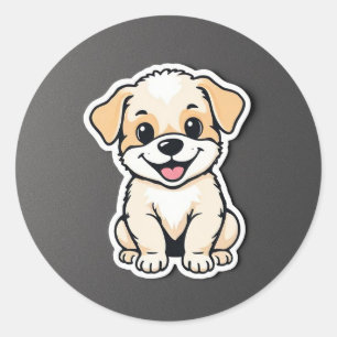 cute puppy classic round sticker