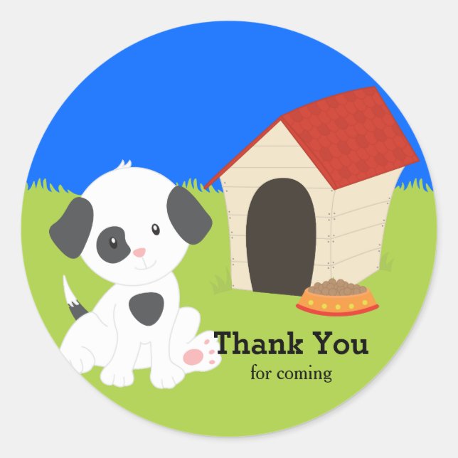 Cute puppy classic round sticker (Front)