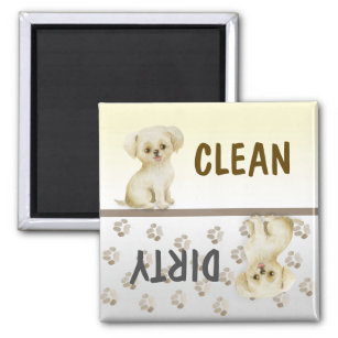 Cute Puppy Clean Dirty Dishwasher Magnet