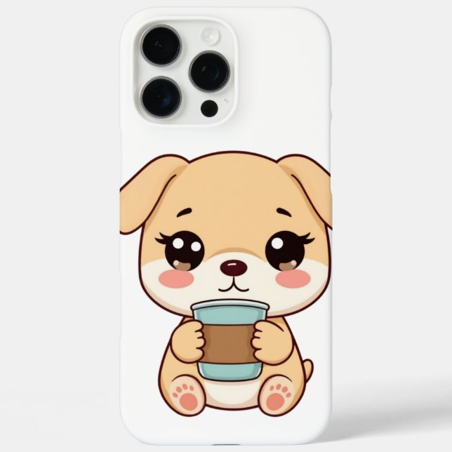🐶☕ Cute Puppy Coffee Illustration | Kawaii Dog Co Case-Mate iPhone Case (Back)
