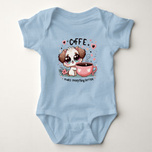 Cute Puppy Coffee Lover Baby Bodysuit - Coffee Mak