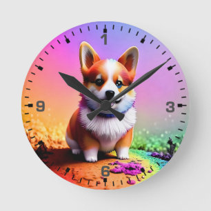 Cute Puppy Corgi Dog-36475 Round Clock
