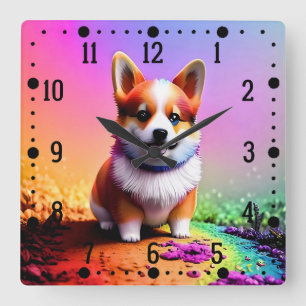 Cute Puppy Corgi Dog-36475 Square Wall Clock