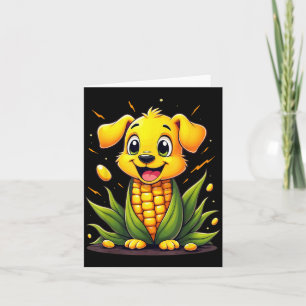 Cute Puppy Corn Dog Farmer Corndog Halloween Card