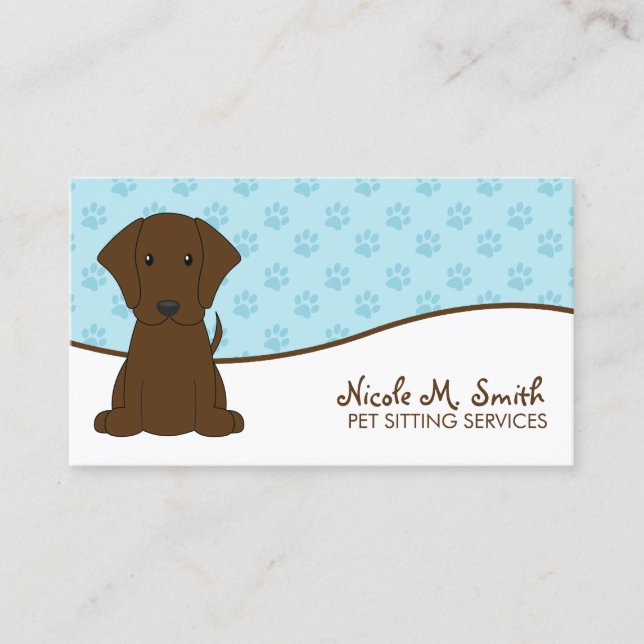 Cute Puppy Custom Pet Care Business Card (Front)