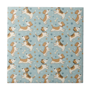 Cute Puppy Design for Kids - Cartoon Dogs Pattern Tile