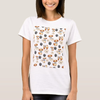 Cute puppy Dog and paw prints pattern T-shirt