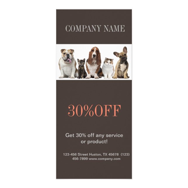 cute puppy dog animal pet SPA veterinarian Rack Card (Front)