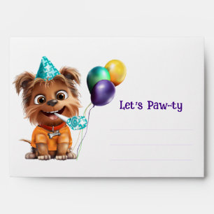 Cute Puppy Dog Birthday Party Envelope