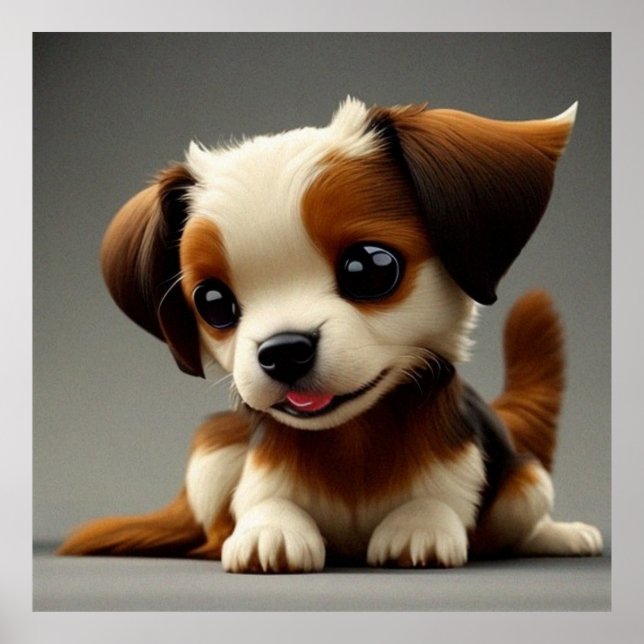 Cute puppy dog brown and white  poster (Front)