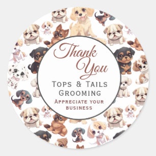 Cute Puppy Dog Business  Classic Round Sticker