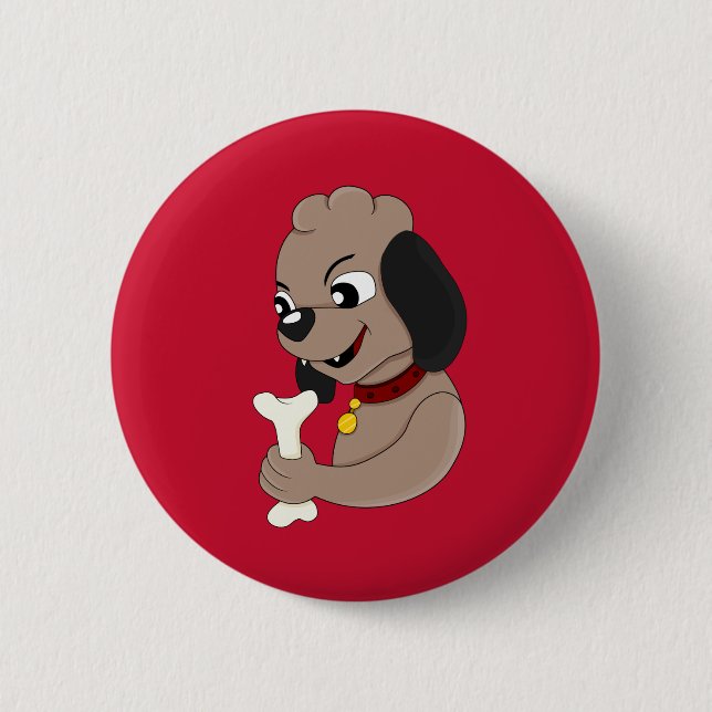 Cute puppy dog cartoon button (Front)
