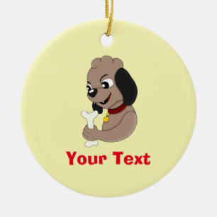 Cute puppy dog cartoon ceramic tree decoration