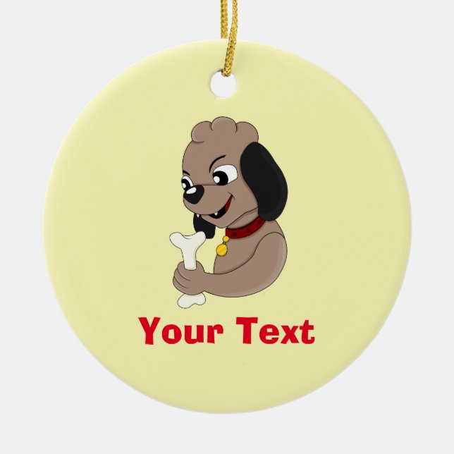 Cute puppy dog cartoon ceramic tree decoration (Front)