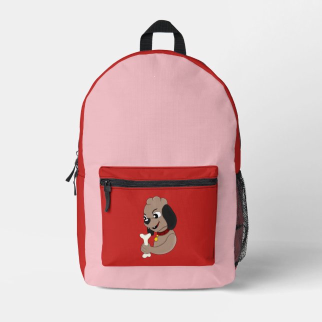 Cute puppy dog cartoon printed backpack (Front)