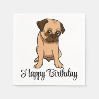 Cute Puppy Dog Cartoon Pug Happy Birthday