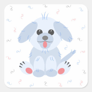 Cute Puppy Dog Cartoon Simple Pink Pastel Simple Square Sticker