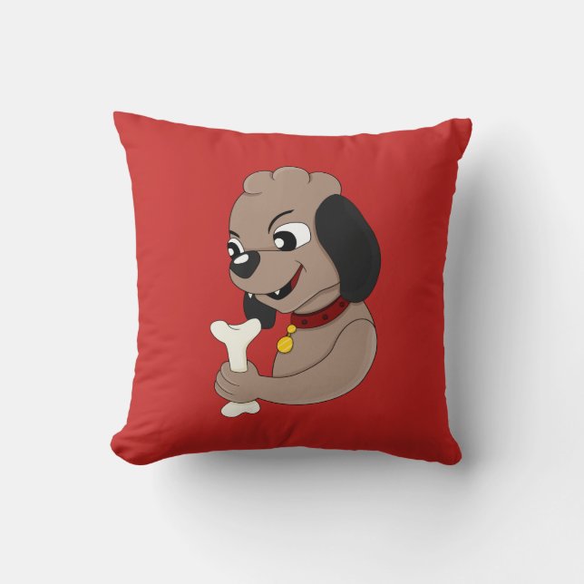 Cute puppy dog cartoon throw pillow (Front)