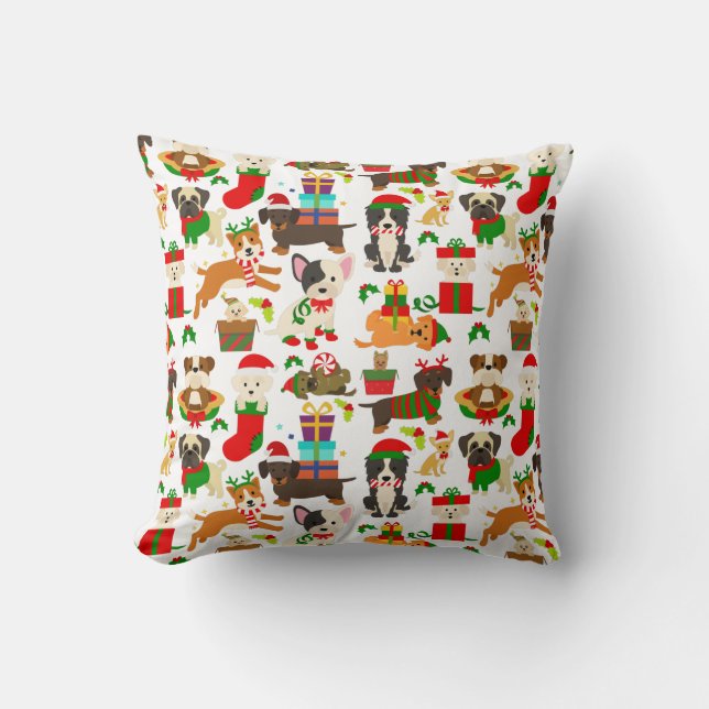 Cute Puppy Dog Christmas Cushion (Front)