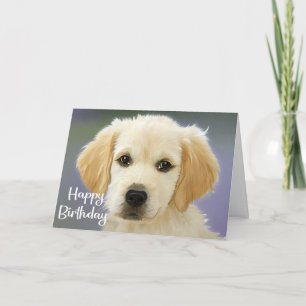 Cute Puppy Dog Golden Retriever Happy Birthday Card
