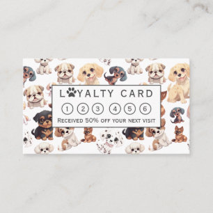 Cute Puppy Dog Grooming Loyalty Card