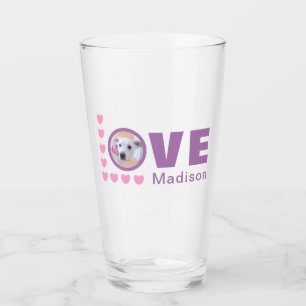Cute Puppy Dog Love Hearts Valentines Day Lavender Glass