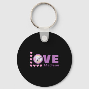 Cute Puppy Dog Love Hearts Valentines Day Lavender Key Ring