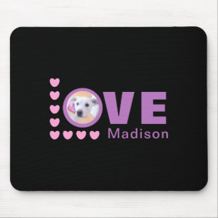 Cute Puppy Dog Love Hearts Valentines Day Lavender Mouse Pad