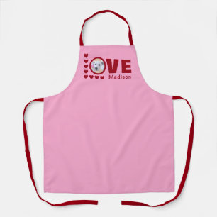 Cute Puppy Dog Love Hearts Valentines Day Red Apron